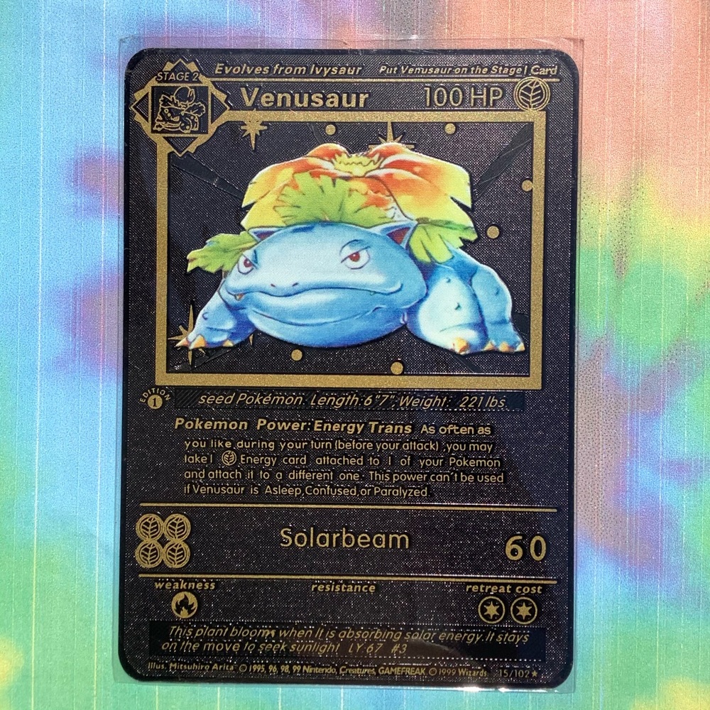 Venusaur Black Metal Card Pokémon 15/102